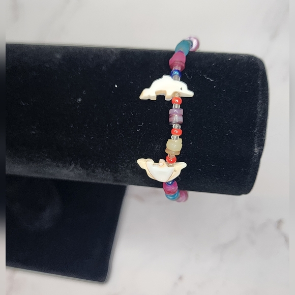 Beads and shells dolphin bracelet vintage - Picture 1 of 3